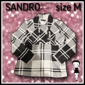SANDRO light weight black & white plaid JACKET size M